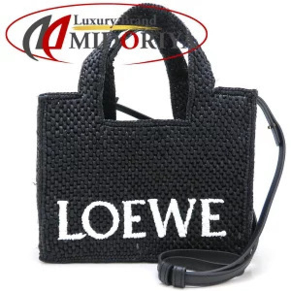 LOEWE Font Tote Handbag Raffia Black